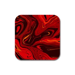 Red Vivid Marble Pattern Rubber Square Coaster (4 Pack)  by goljakoff