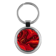 Red Vivid Marble Pattern Key Chain (round) by goljakoff