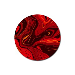 Red Vivid Marble Pattern Rubber Round Coaster (4 Pack)  by goljakoff