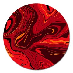 Red Vivid Marble Pattern Magnet 5  (round) by goljakoff