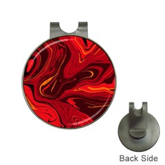 Red Vivid Marble Pattern Hat Clips With Golf Markers by goljakoff