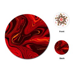 Red Vivid Marble Pattern Playing Cards Single Design (round) by goljakoff