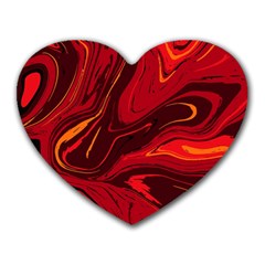 Red Vivid Marble Pattern Heart Mousepads by goljakoff