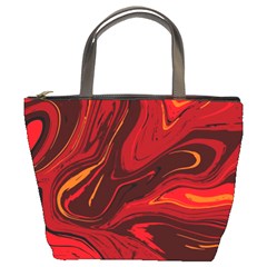 Red Vivid Marble Pattern Bucket Bag by goljakoff