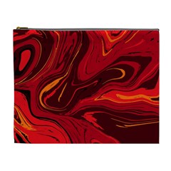 Red Vivid Marble Pattern Cosmetic Bag (xl) by goljakoff