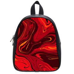 Red Vivid Marble Pattern School Bag (small) by goljakoff