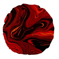 Red Vivid Marble Pattern Large 18  Premium Round Cushions by goljakoff