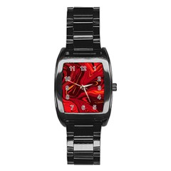 Red Vivid Marble Pattern Stainless Steel Barrel Watch by goljakoff