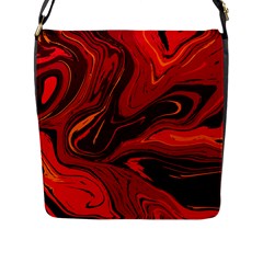 Red Vivid Marble Pattern Flap Closure Messenger Bag (l) by goljakoff