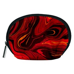 Red Vivid Marble Pattern Accessory Pouch (medium) by goljakoff