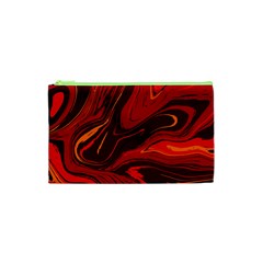 Red Vivid Marble Pattern Cosmetic Bag (xs) by goljakoff