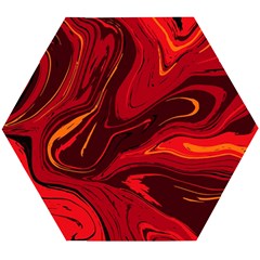 Red Vivid Marble Pattern Wooden Puzzle Hexagon by goljakoff