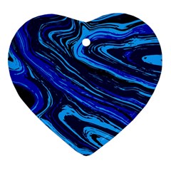 Blue Vivid Marble Pattern 16 Ornament (heart) by goljakoff