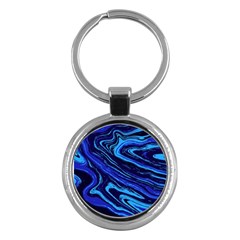 Blue Vivid Marble Pattern 16 Key Chain (round)