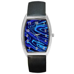 Blue Vivid Marble Pattern 16 Barrel Style Metal Watch by goljakoff