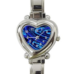 Blue Vivid Marble Pattern 16 Heart Italian Charm Watch by goljakoff