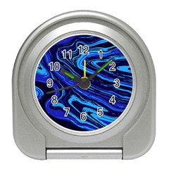 Blue Vivid Marble Pattern 16 Travel Alarm Clock by goljakoff