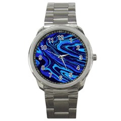 Blue Vivid Marble Pattern 16 Sport Metal Watch by goljakoff