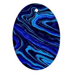 Blue Vivid Marble Pattern 16 Oval Ornament (two Sides) by goljakoff