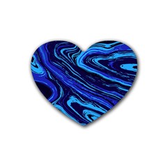 Blue Vivid Marble Pattern 16 Heart Coaster (4 Pack)  by goljakoff