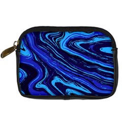 Blue Vivid Marble Pattern 16 Digital Camera Leather Case by goljakoff