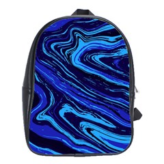 Blue Vivid Marble Pattern 16 School Bag (large)