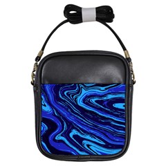 Blue Vivid Marble Pattern 16 Girls Sling Bag by goljakoff