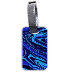 Blue Vivid Marble Pattern 16 Luggage Tag (two Sides) by goljakoff