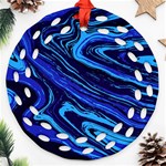 Blue Vivid Marble Pattern 16 Ornament (Round Filigree) Front