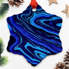 Blue Vivid Marble Pattern 16 Ornament (snowflake) by goljakoff