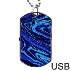 Blue Vivid Marble Pattern 16 Dog Tag Usb Flash (two Sides) by goljakoff