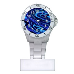 Blue Vivid Marble Pattern 16 Plastic Nurses Watch by goljakoff