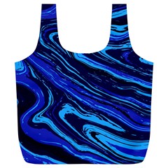 Blue Vivid Marble Pattern 16 Full Print Recycle Bag (xl) by goljakoff