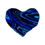 Blue Vivid Marble Pattern 16 Standard 16  Premium Flano Heart Shape Cushions Front