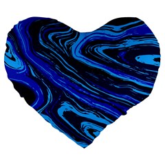 Blue Vivid Marble Pattern 16 Large 19  Premium Flano Heart Shape Cushions by goljakoff