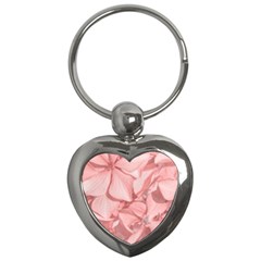 Coral Colored Hortensias Floral Photo Key Chain (heart) by dflcprintsclothing