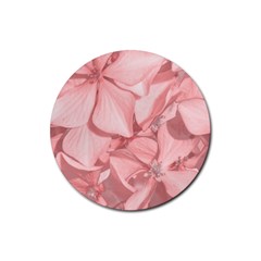 Coral Colored Hortensias Floral Photo Rubber Coaster (round)  by dflcprintsclothing