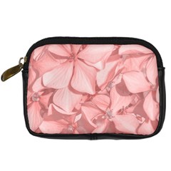 Coral Colored Hortensias Floral Photo Digital Camera Leather Case by dflcprintsclothing