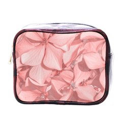 Coral Colored Hortensias Floral Photo Mini Toiletries Bag (one Side)