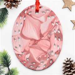 Coral Colored Hortensias Floral Photo Ornament (oval Filigree) by dflcprintsclothing