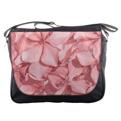 Coral Colored Hortensias Floral Photo Messenger Bag by dflcprintsclothing