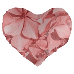 Coral Colored Hortensias Floral Photo Large 19  Premium Heart Shape Cushions by dflcprintsclothing