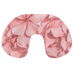 Coral Colored Hortensias Floral Photo Travel Neck Pillow by dflcprintsclothing