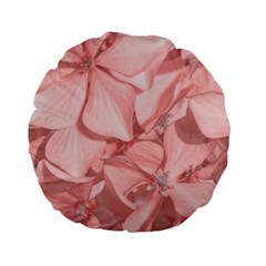 Coral Colored Hortensias Floral Photo Standard 15  Premium Flano Round Cushions by dflcprintsclothing