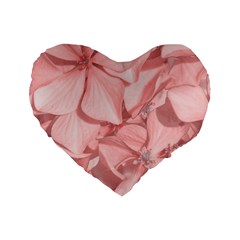 Coral Colored Hortensias Floral Photo Standard 16  Premium Flano Heart Shape Cushions by dflcprintsclothing