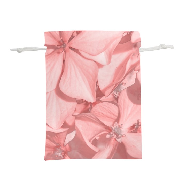 Coral Colored Hortensias Floral Photo Lightweight Drawstring Pouch (M)