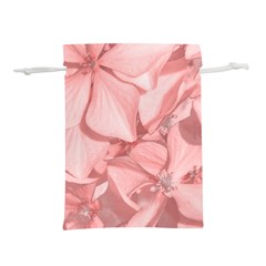 Coral Colored Hortensias Floral Photo Lightweight Drawstring Pouch (l) by dflcprintsclothing