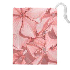 Coral Colored Hortensias Floral Photo Drawstring Pouch (5xl) by dflcprintsclothing