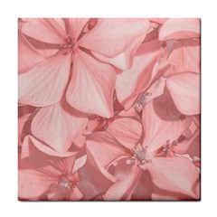 Coral Colored Hortensias Floral Photo Tile Coaster