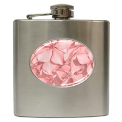 Coral Colored Hortensias Floral Photo Hip Flask (6 Oz)